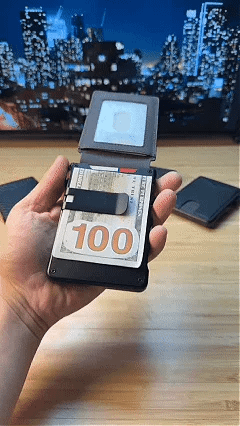 ✨AirTag Wallet - with a flip-up aluminum case, money clip, thin leather slot, credit card holder, RFID protection, minimalist bifold wallet.